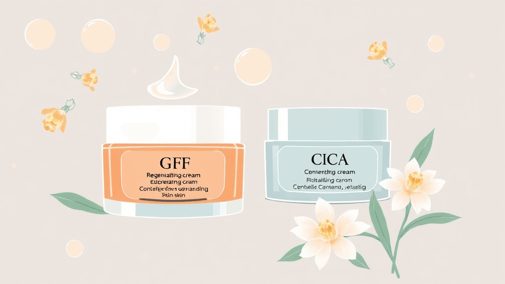 EGF vs 시카크림: 피부 회복 비밀, 성분부터 추천까지 완벽 분석 2 EGF 재생크림과 시카크림: 피부 회복의 비밀 (illustration 스타일)