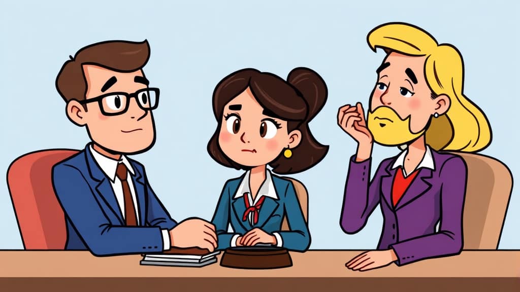 이혼 신고 완벽 가이드: 절차, 서류, 협의/재판 선택부터 이혼 후까지 5 이혼, 법률 상담이 필요한 순간 (cartoon 스타일)