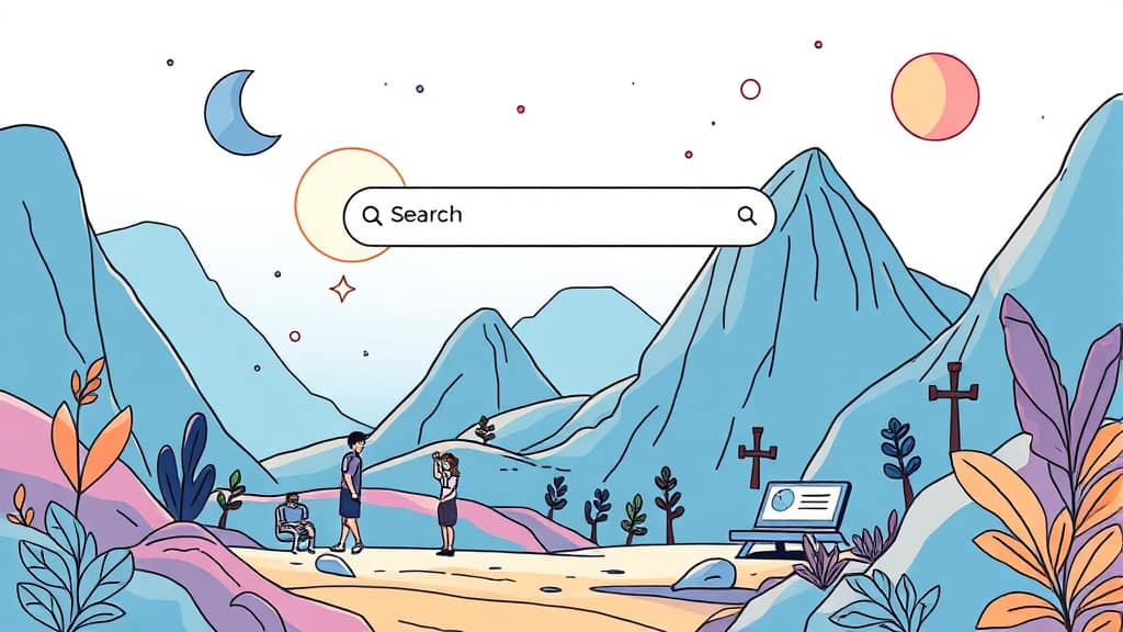 생성형 AI 검색 시대: SEO 넘어 GEO, 콘텐츠 생존 전략 2 AI 검색 엔진 최적화 (GEO)의 등장 (illustration 스타일)