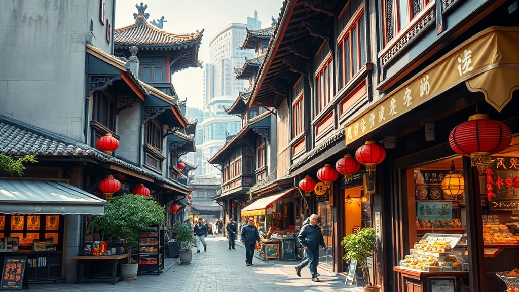 상하이 예원 옛거리: 샤오롱바오 성지, 남상만두 맛집 탐방 & 필수 팁 2 예원 옛거리의 매력: 역사와 활기가 공존하는 곳 (realistic 스타일)