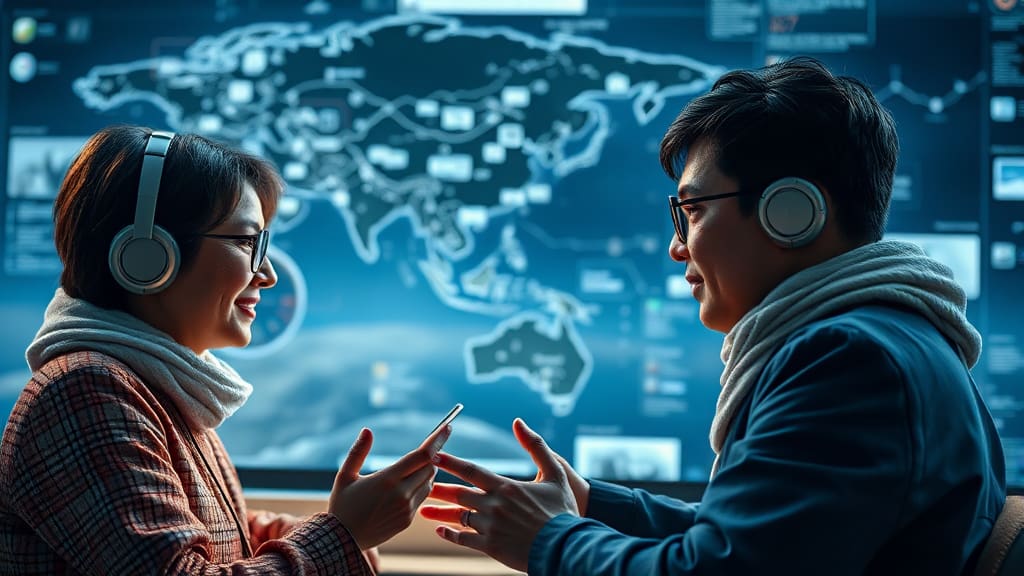 노션 AI, 업무 혁신 시작! 자동 요약부터 번역까지 완벽 활용법 4 AI 번역 기능: 언어 장벽 없이 정보 접근하기 (realistic 스타일)