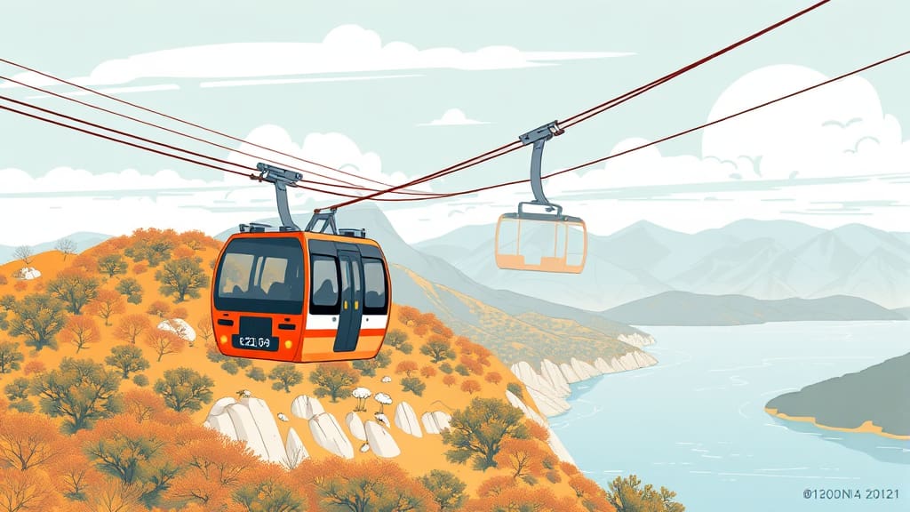 청풍호반 케이블카: 비봉산 정상 파노라마뷰와 숨겨진 여행 꿀팁 3 비봉산 케이블카 탑승 정보: 요금, 운행 시간, 할인 혜택 (illustration 스타일)