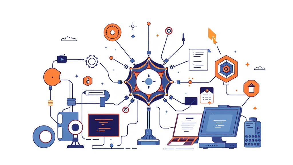 AI 에이전트의 혁신: 에이전틱 워크플로우 완벽 분석 3 에이전틱 워크플로우 구현 도구 (illustration 스타일)
