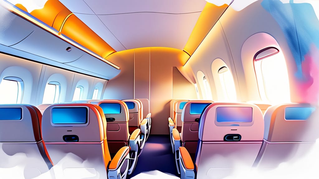 에어프레미아 싱가포르: 항공권부터 여행 팁까지 완벽 가이드 3 에어프레미아 탑승 경험: 좌석, 서비스, 기내식 (watercolor 스타일)